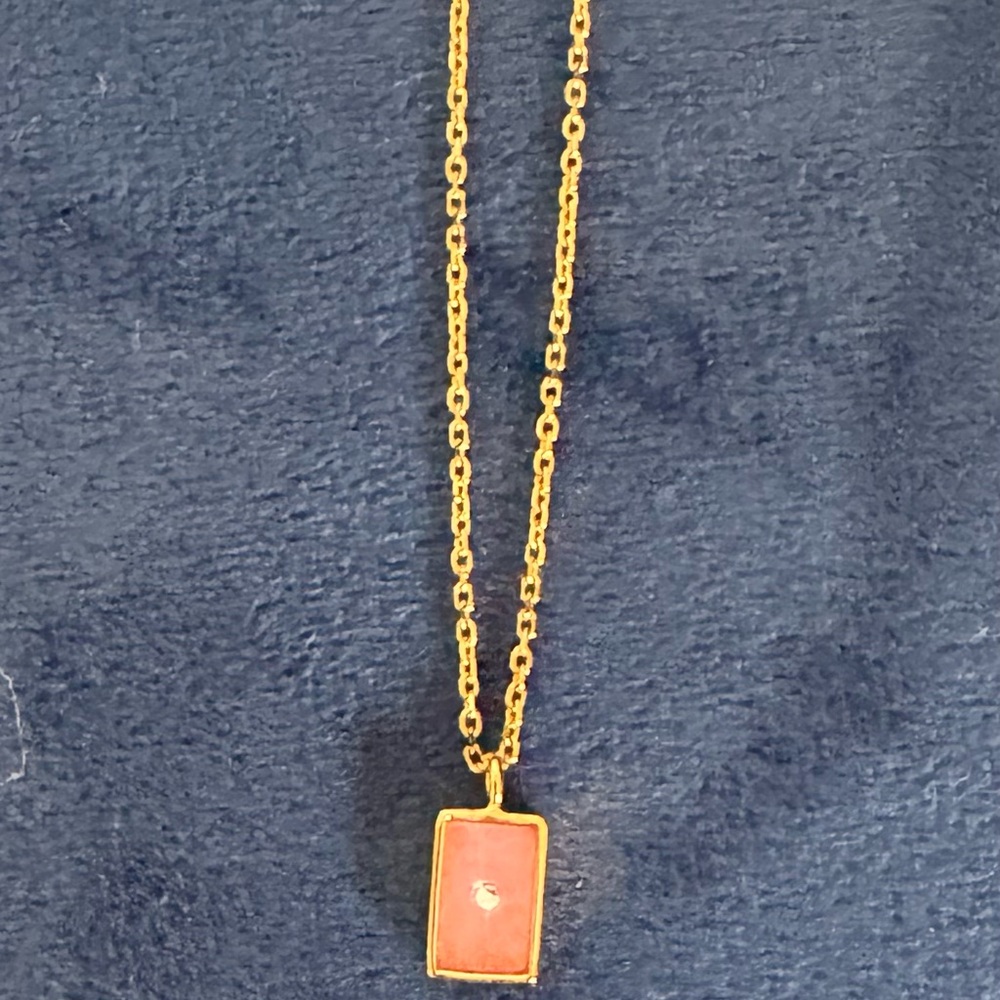 NWT J CREW MINIMALIST NECKLACE AND EARRING SET-PINK ENAMEL - Picture 2 of 6
